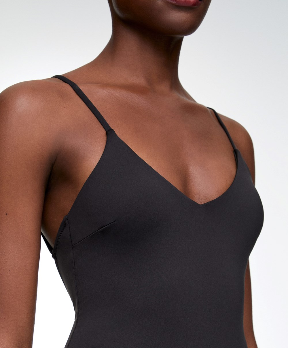 Oysho Triangle Swimsuit Svarte | JFYV70963