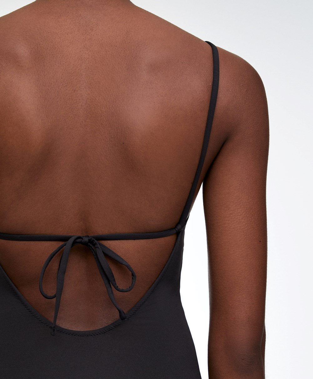 Oysho Triangle Swimsuit Svarte | JFYV70963