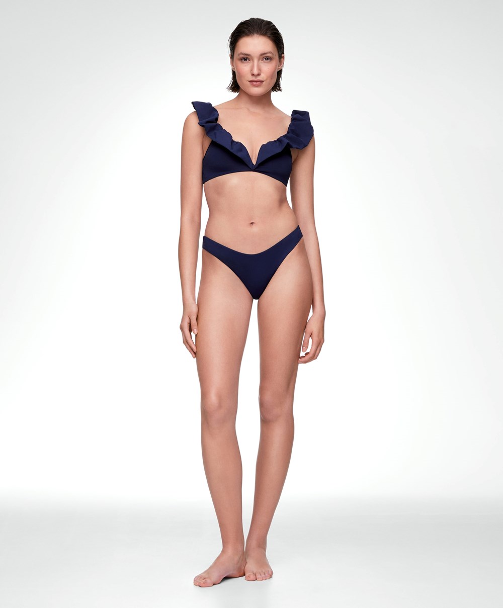 Oysho U-cut Brazilian Bikini Briefs Blå | XGER12849