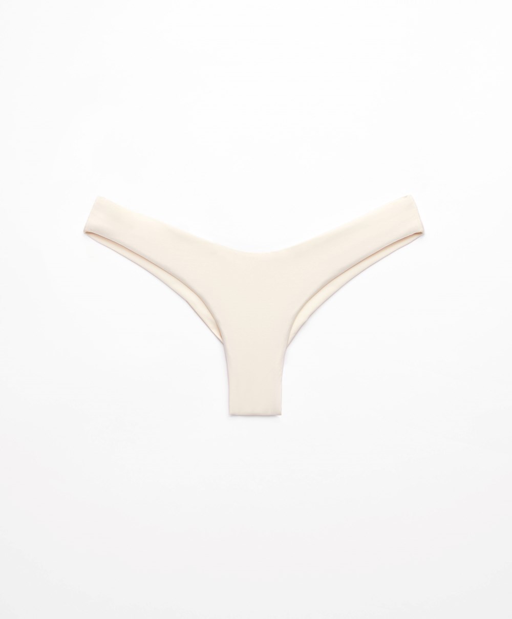 Oysho U-cut Brazilian Bikini Briefs Ecru | WJIE49163