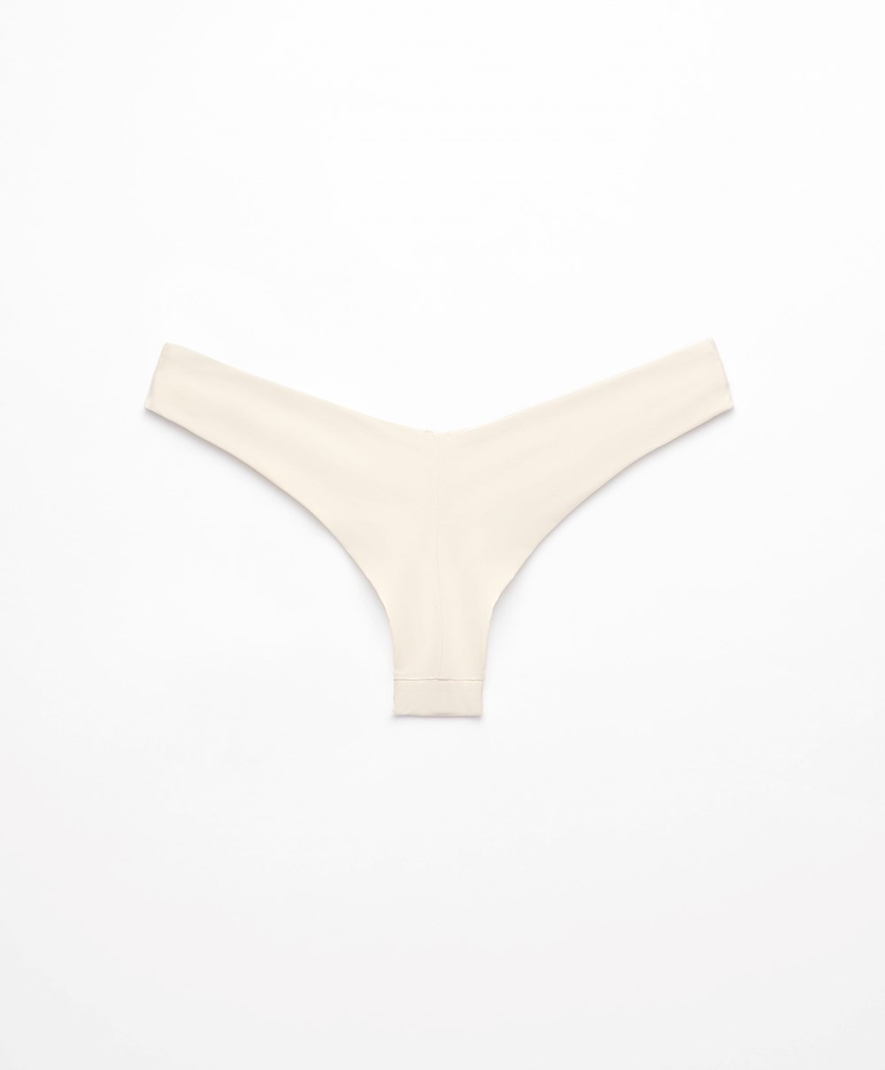 Oysho U-cut Brazilian Bikini Briefs Ecru | WJIE49163