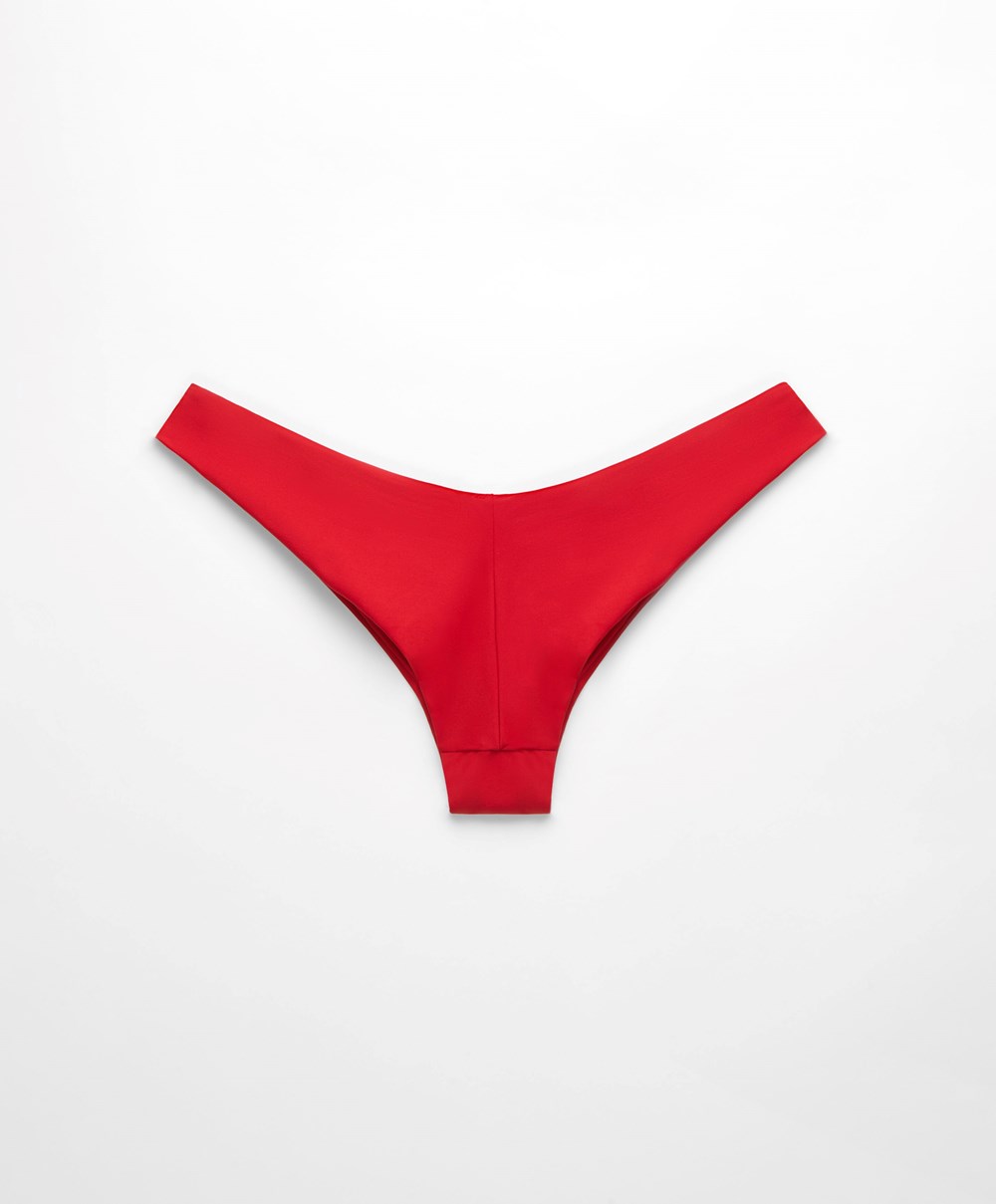 Oysho U-cut Brazilian Bikini Briefs Rød | HFBJ27136