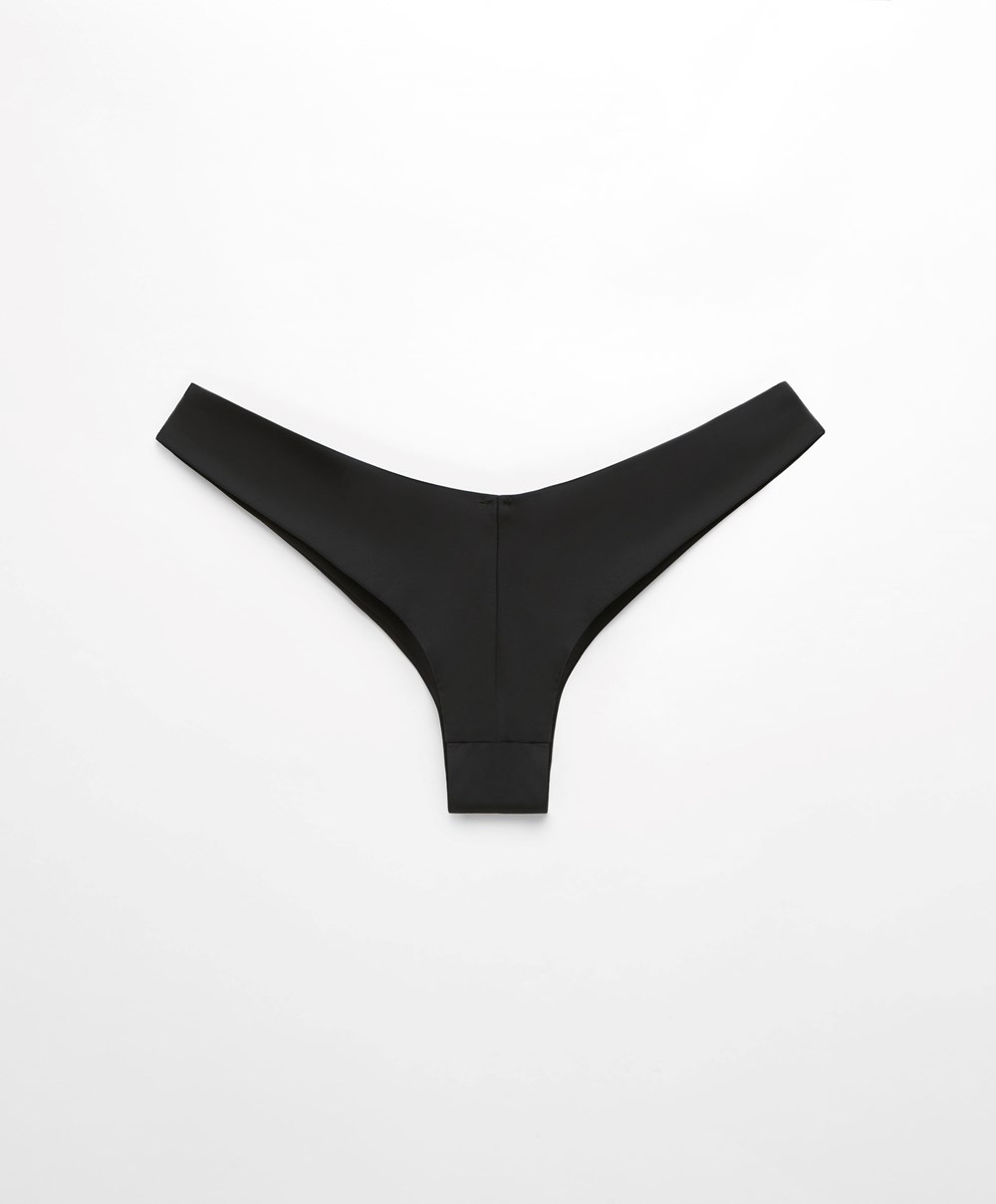 Oysho U-cut Brazilian Bikini Briefs Svarte | IEQO98406