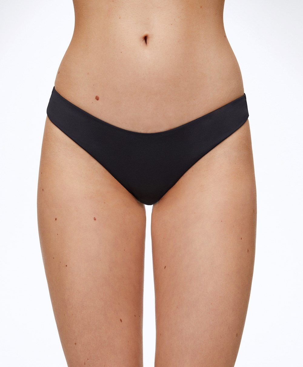 Oysho U-cut Brazilian Bikini Briefs Svarte | IEQO98406