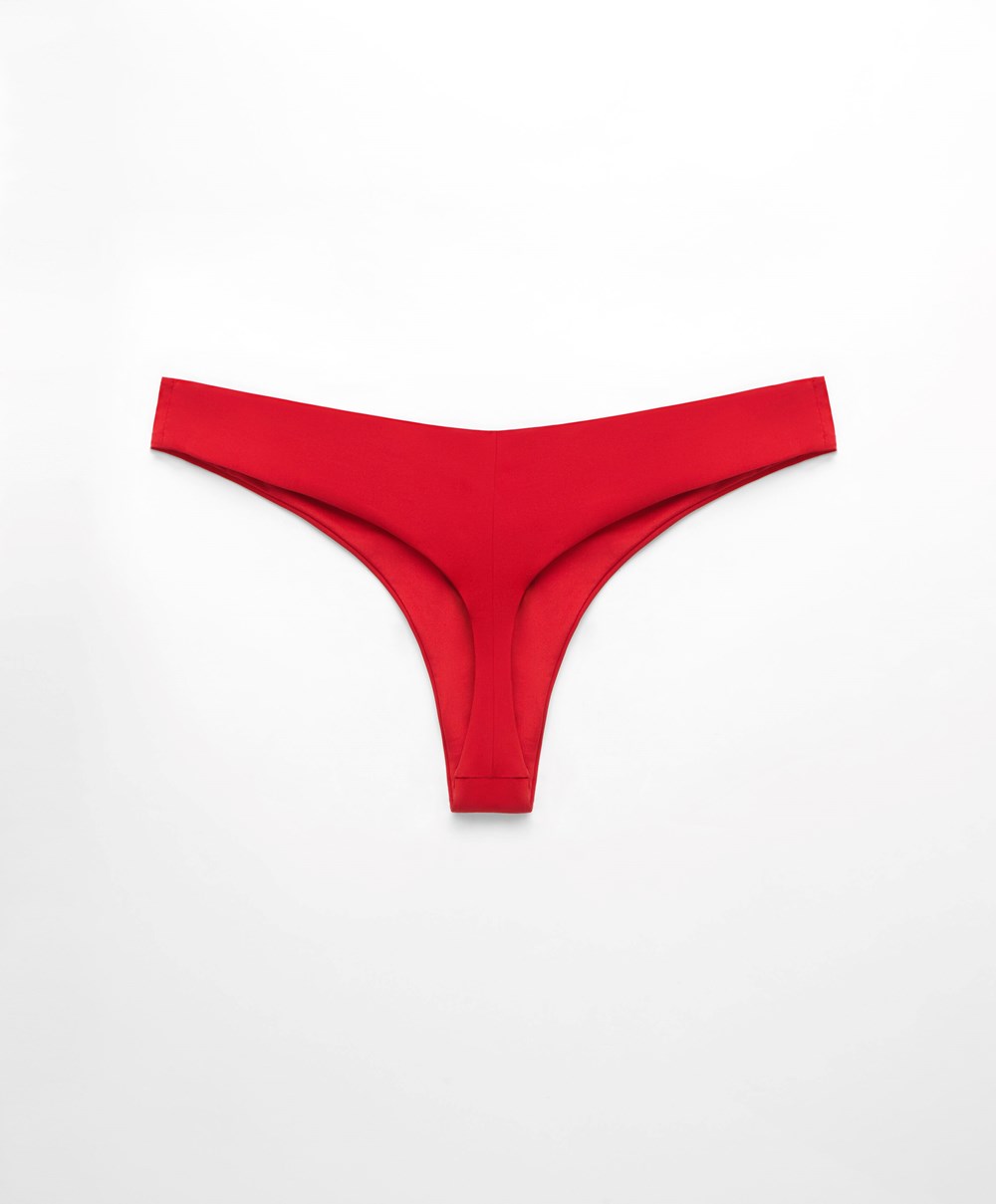 Oysho U-cut Thong Bikini Briefs Rød | CGTE19475