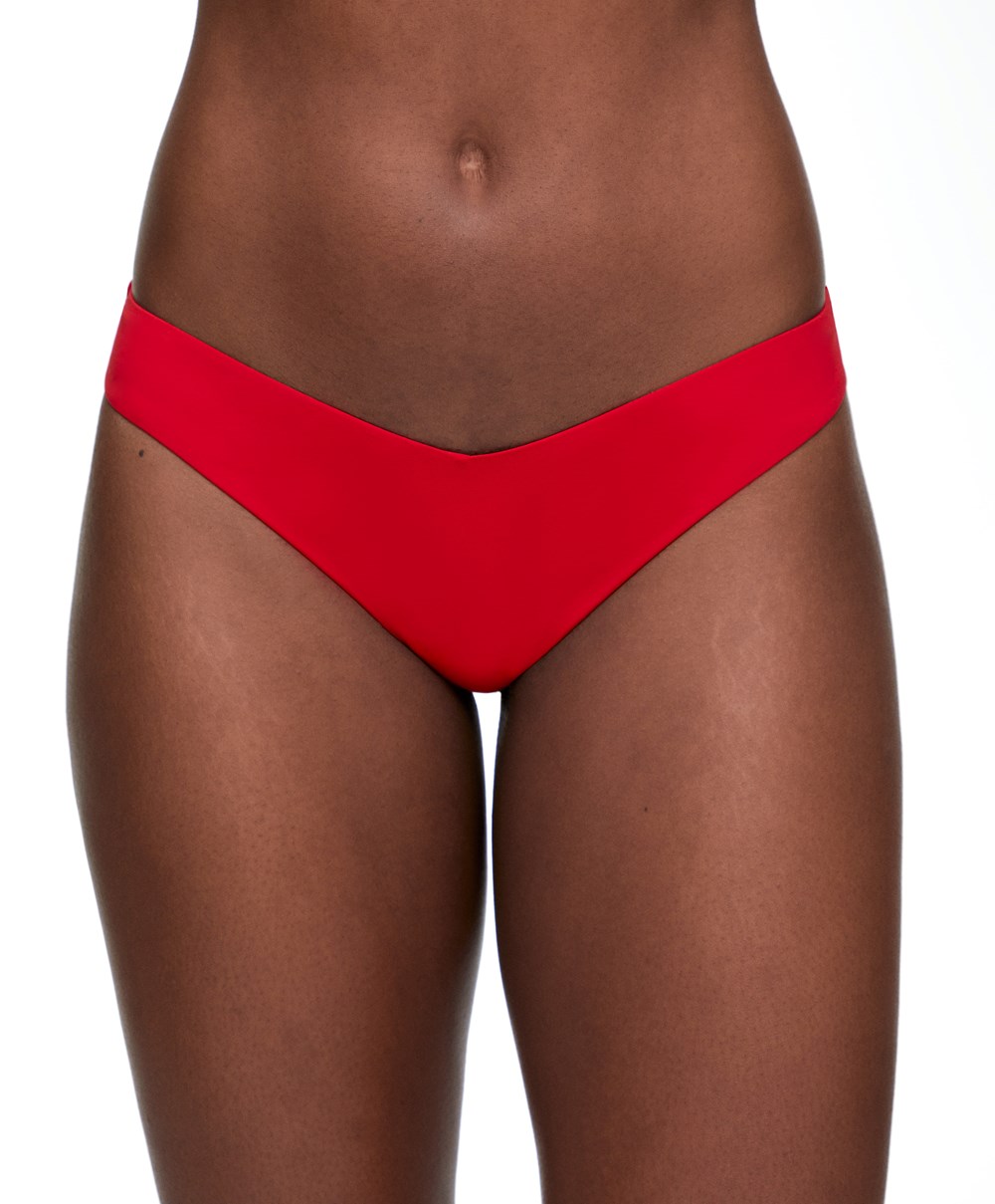 Oysho U-cut Thong Bikini Briefs Rød | CGTE19475