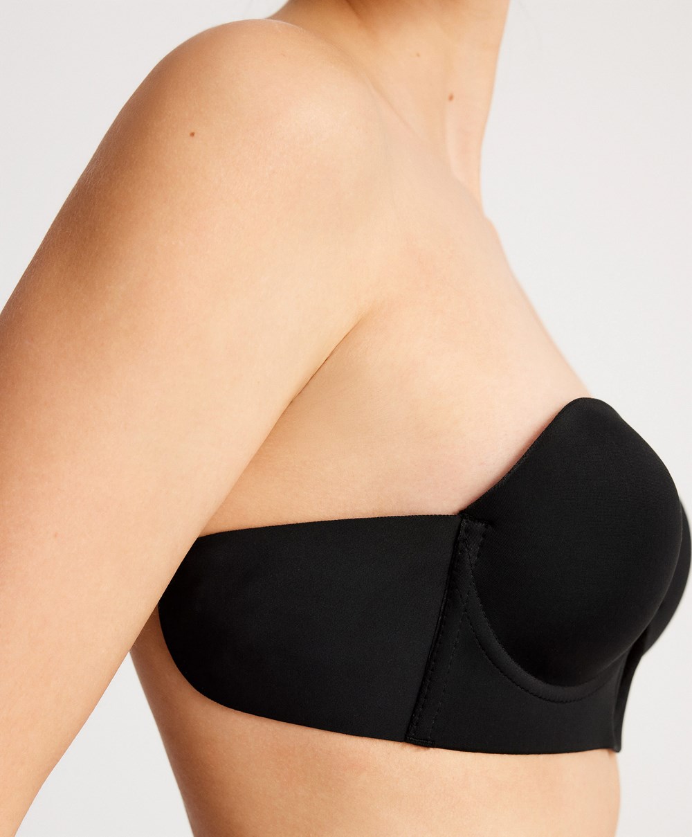 Oysho U-neck Fabric Adhesive Bra Svarte | WYLS87431