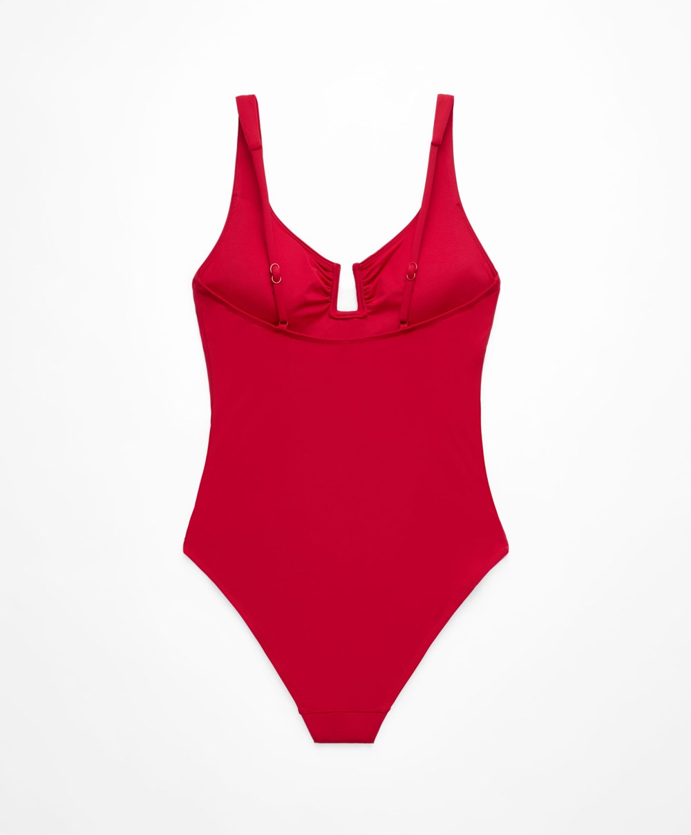 Oysho U-notch Neckline Halter Swimsuit Rød | SQBK50831