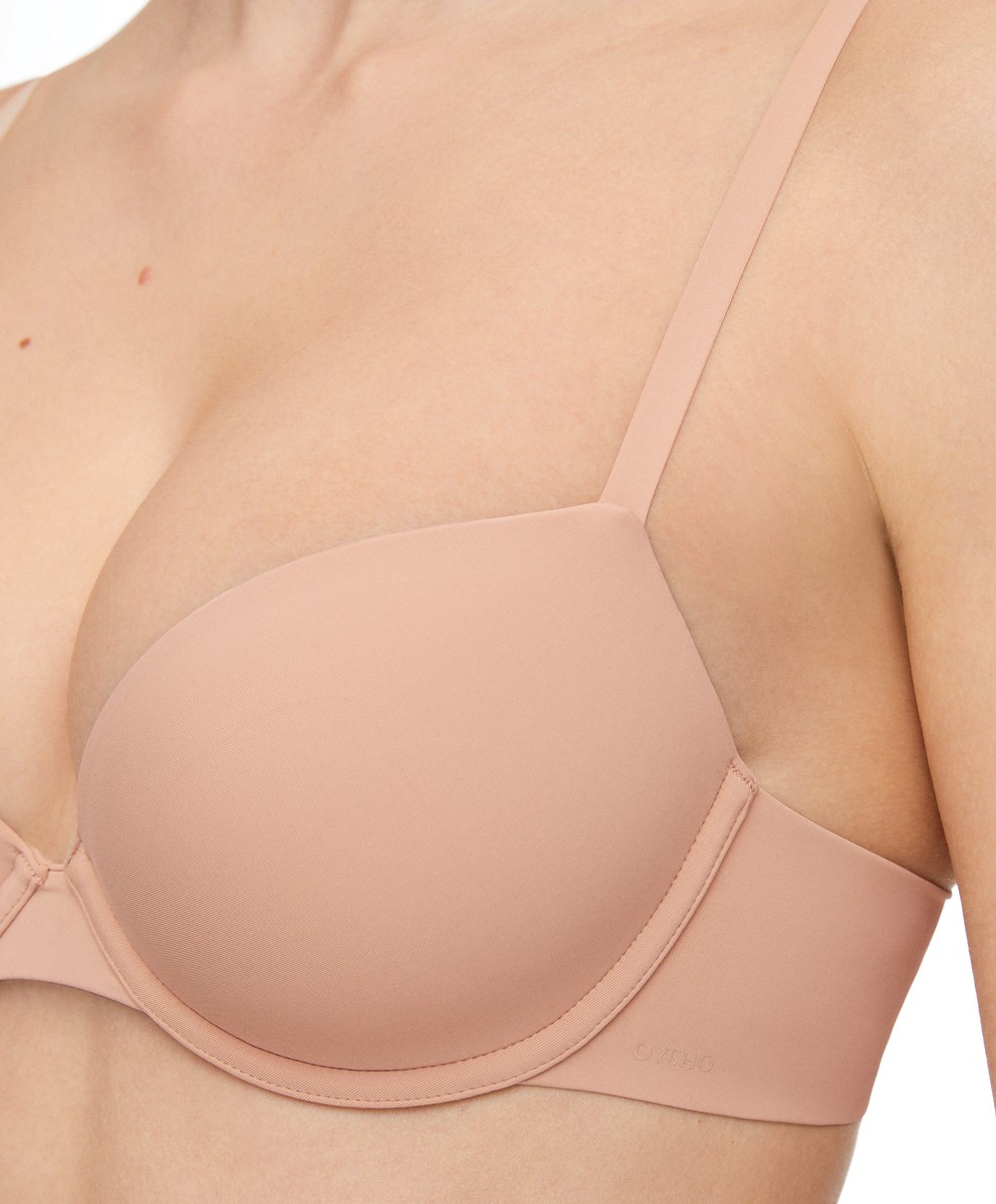 Oysho Underwired Polyamide Classic Bra Beige | WLTE73028