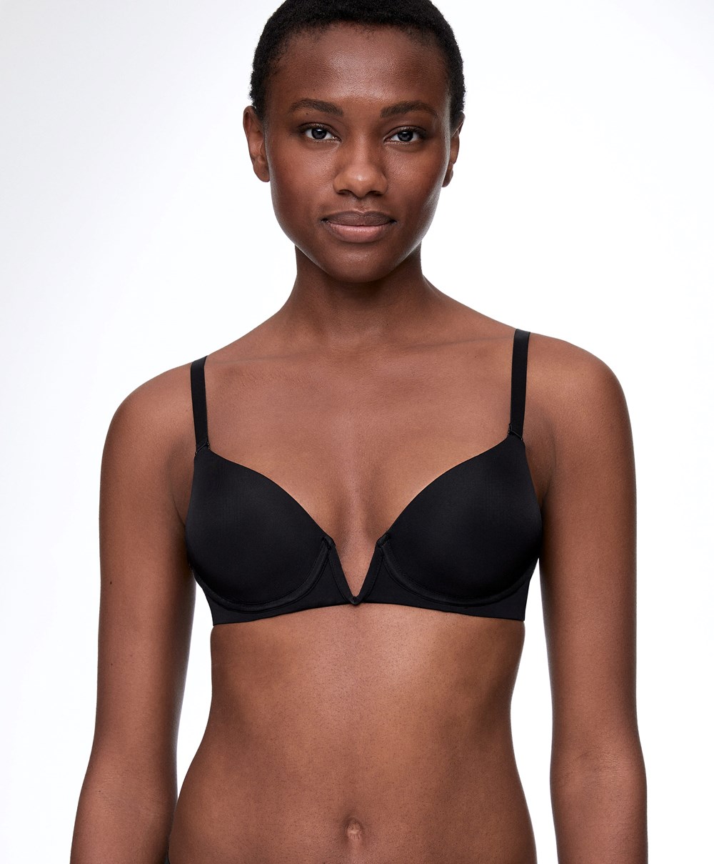 Oysho V-neck Multiway Push-up Bra Svarte | MDCO40327