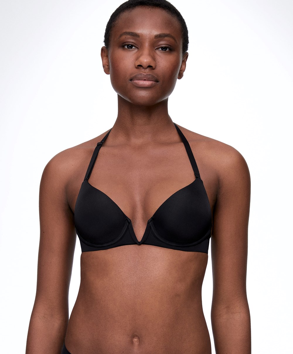 Oysho V-neck Multiway Push-up Bra Svarte | MDCO40327