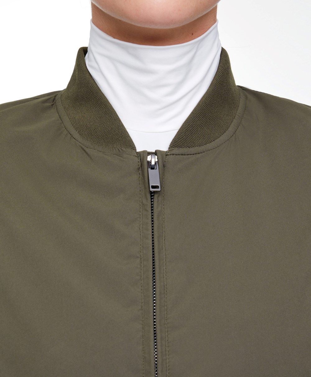 Oysho Vann-repellent Bomber Jacket Khaki | UGMY68472