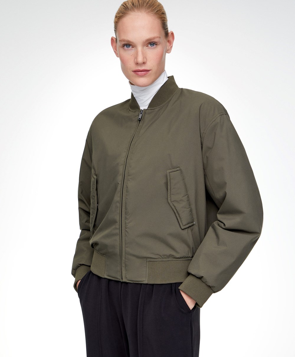 Oysho Vann-repellent Bomber Jacket Khaki | UGMY68472