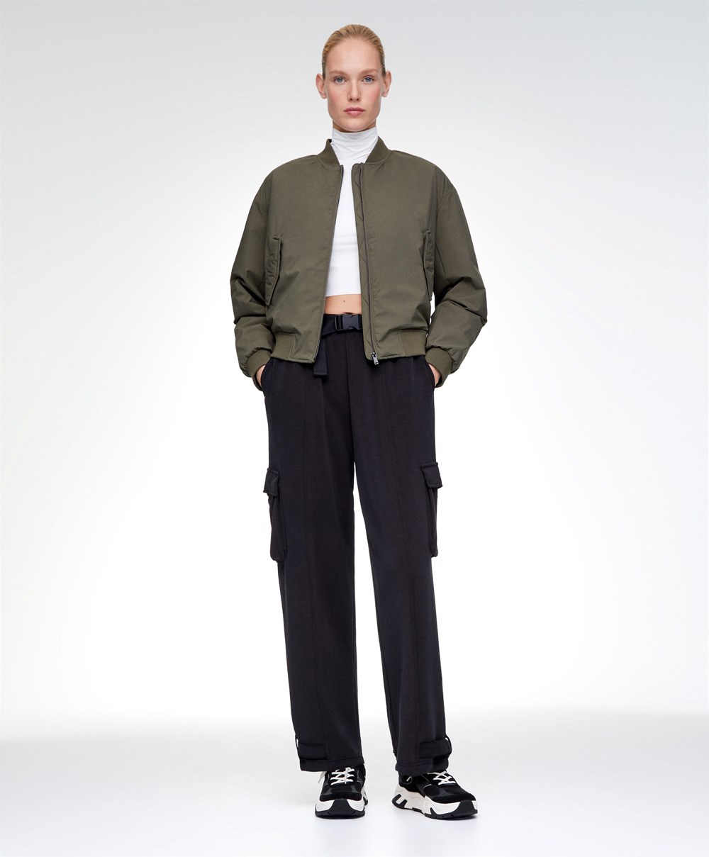 Oysho Vann-repellent Bomber Jacket Khaki | UGMY68472