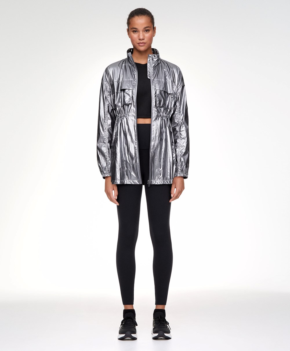 Oysho Vann-repellent Jogge Jacket Mørke Sølv | RBID53604