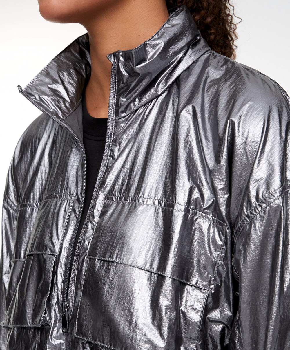 Oysho Vann-repellent Jogge Jacket Mørke Sølv | RBID53604