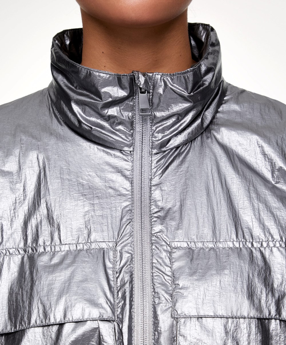 Oysho Vann-repellent Jogge Jacket Mørke Sølv | RBID53604