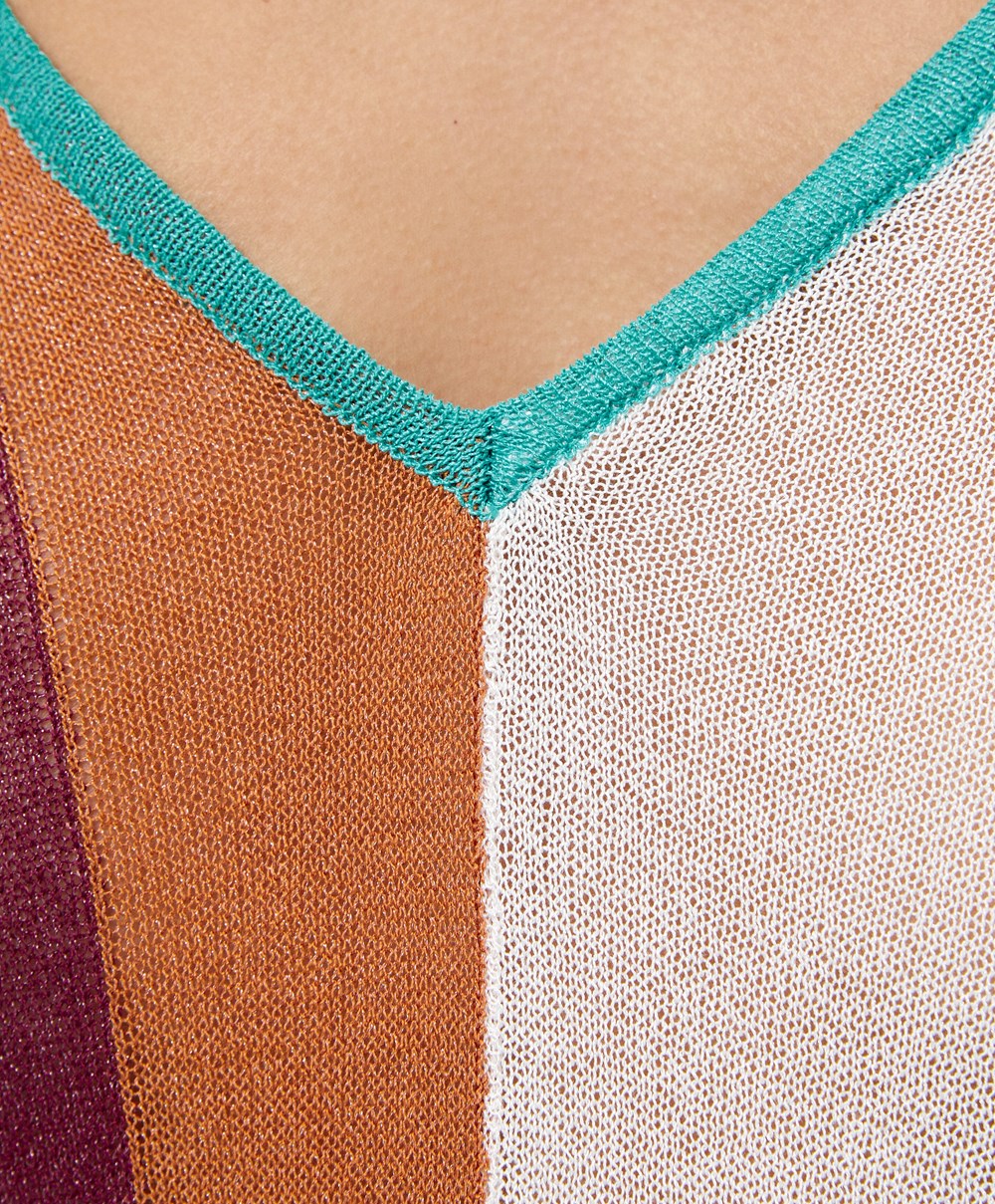 Oysho Vertical Stripe Knit Kjoler Turkis | WEHL80791