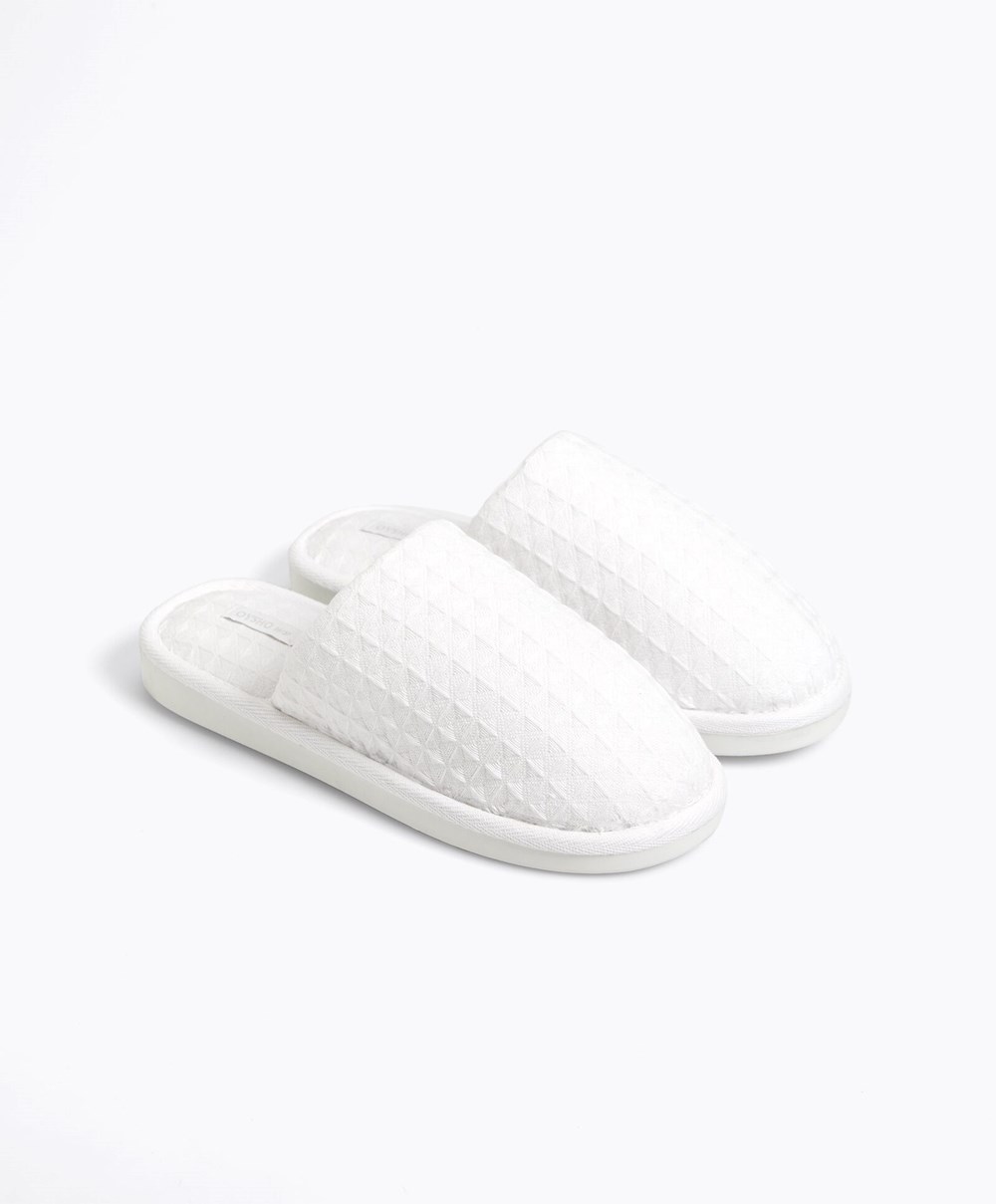 Oysho Waffle Slippers Hvite | YSQU91463