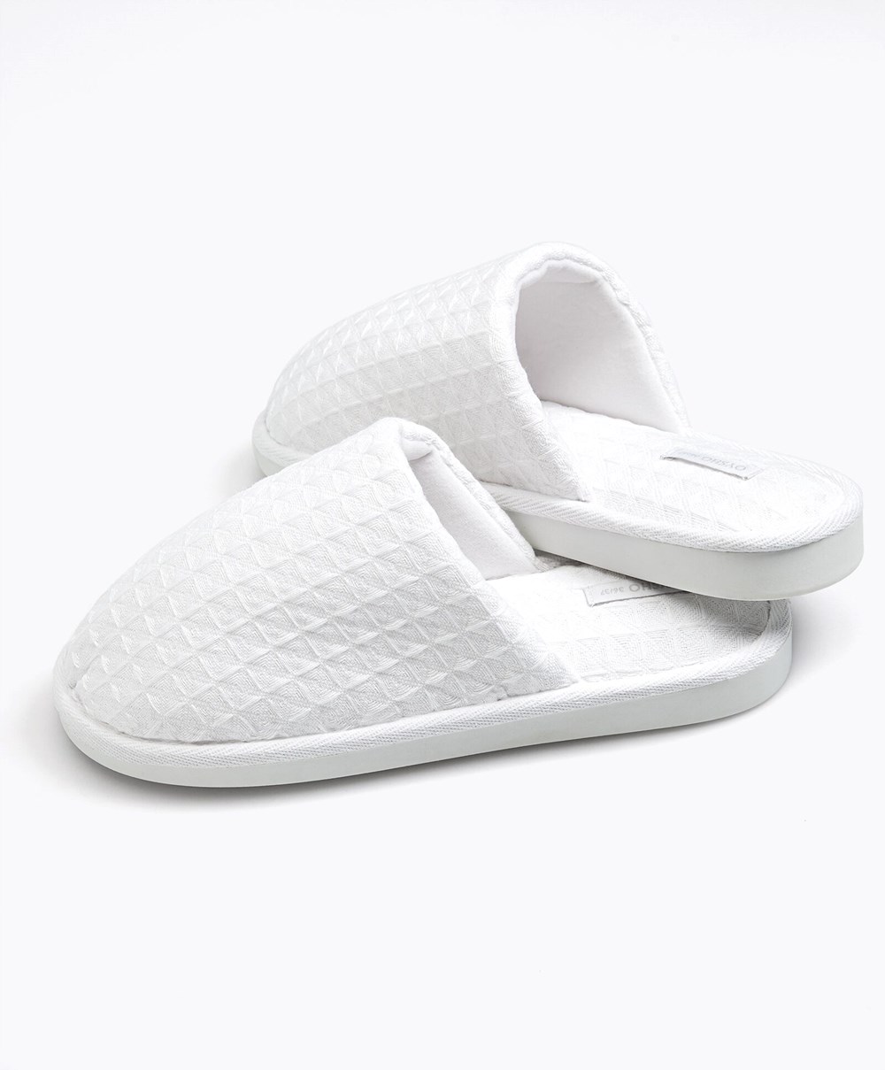 Oysho Waffle Slippers Hvite | YSQU91463