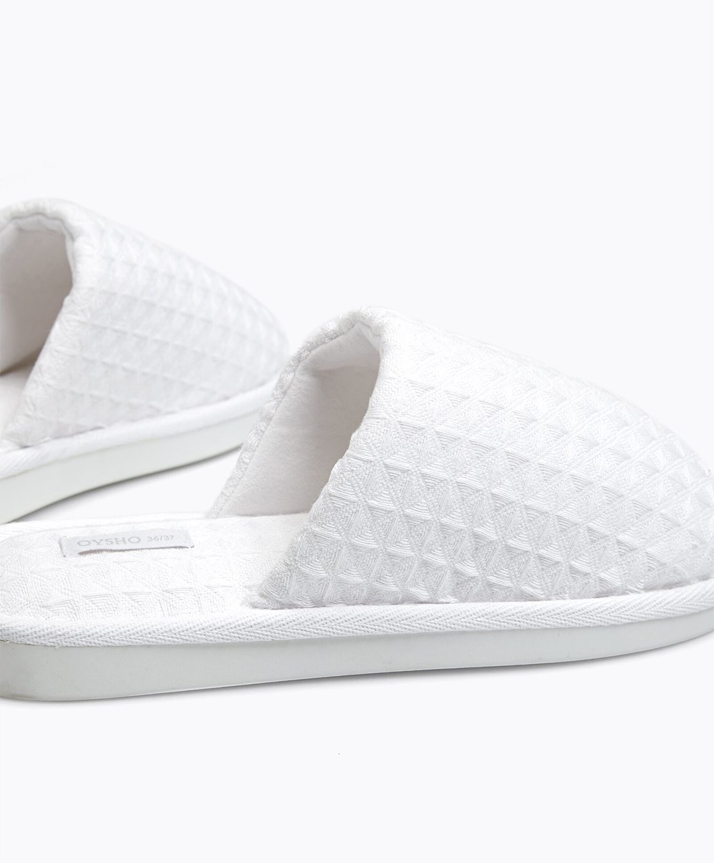 Oysho Waffle Slippers Hvite | YSQU91463