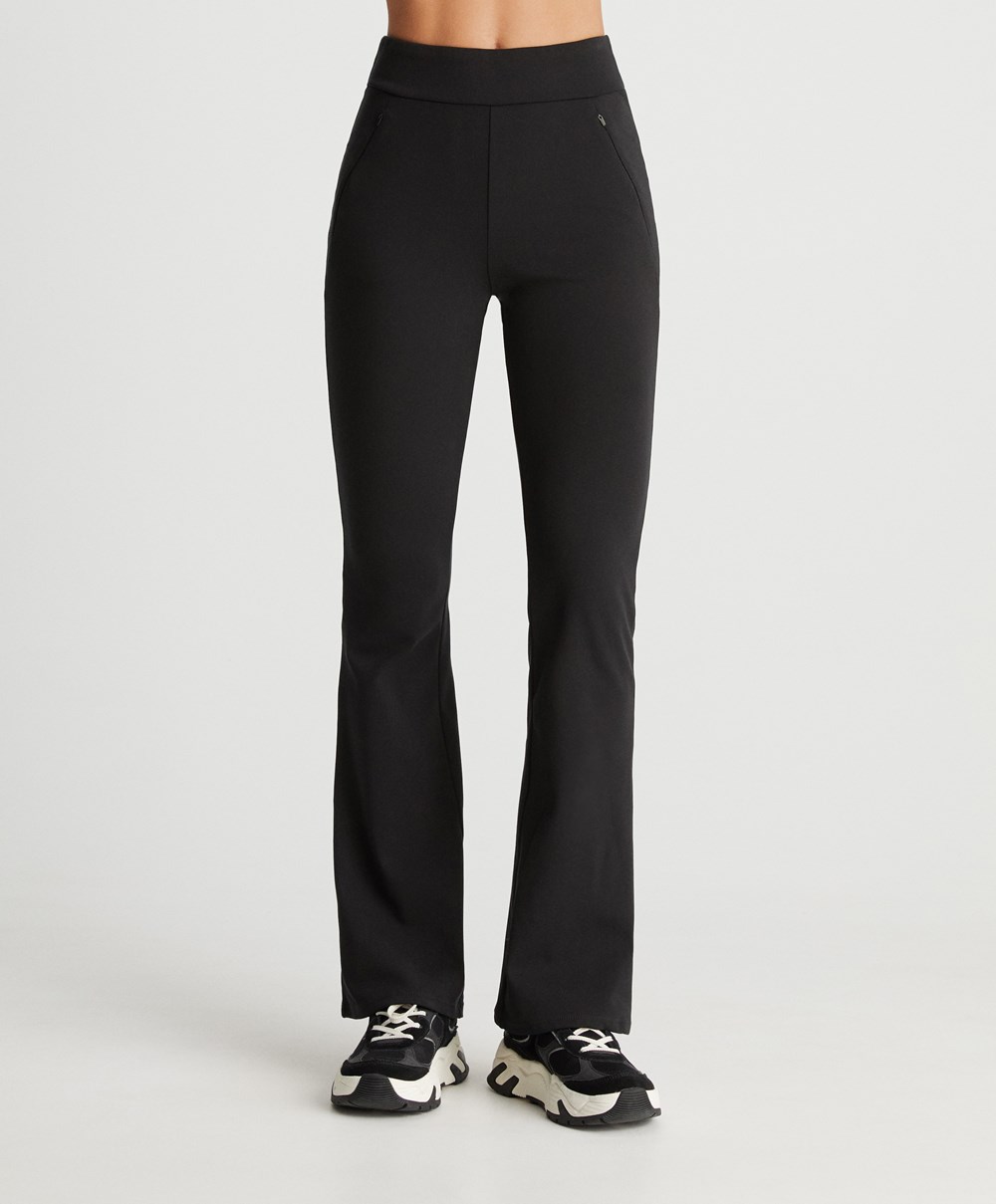 Oysho Warm Flare Trousers Svarte | KXVT20736