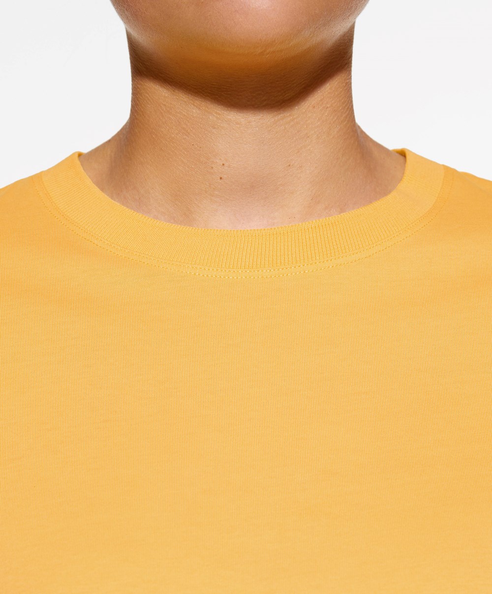 Oysho Washed 100% Bomull Crop T-shirt Mid-yellow | WARQ75304