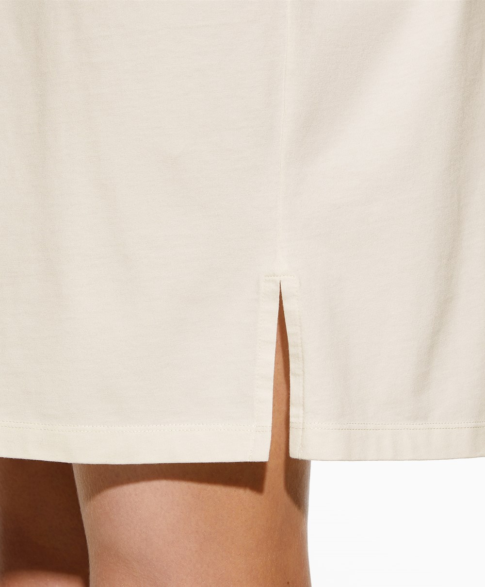 Oysho Washed 100% Bomull Long T-shirt Cream-white | GSCJ37216