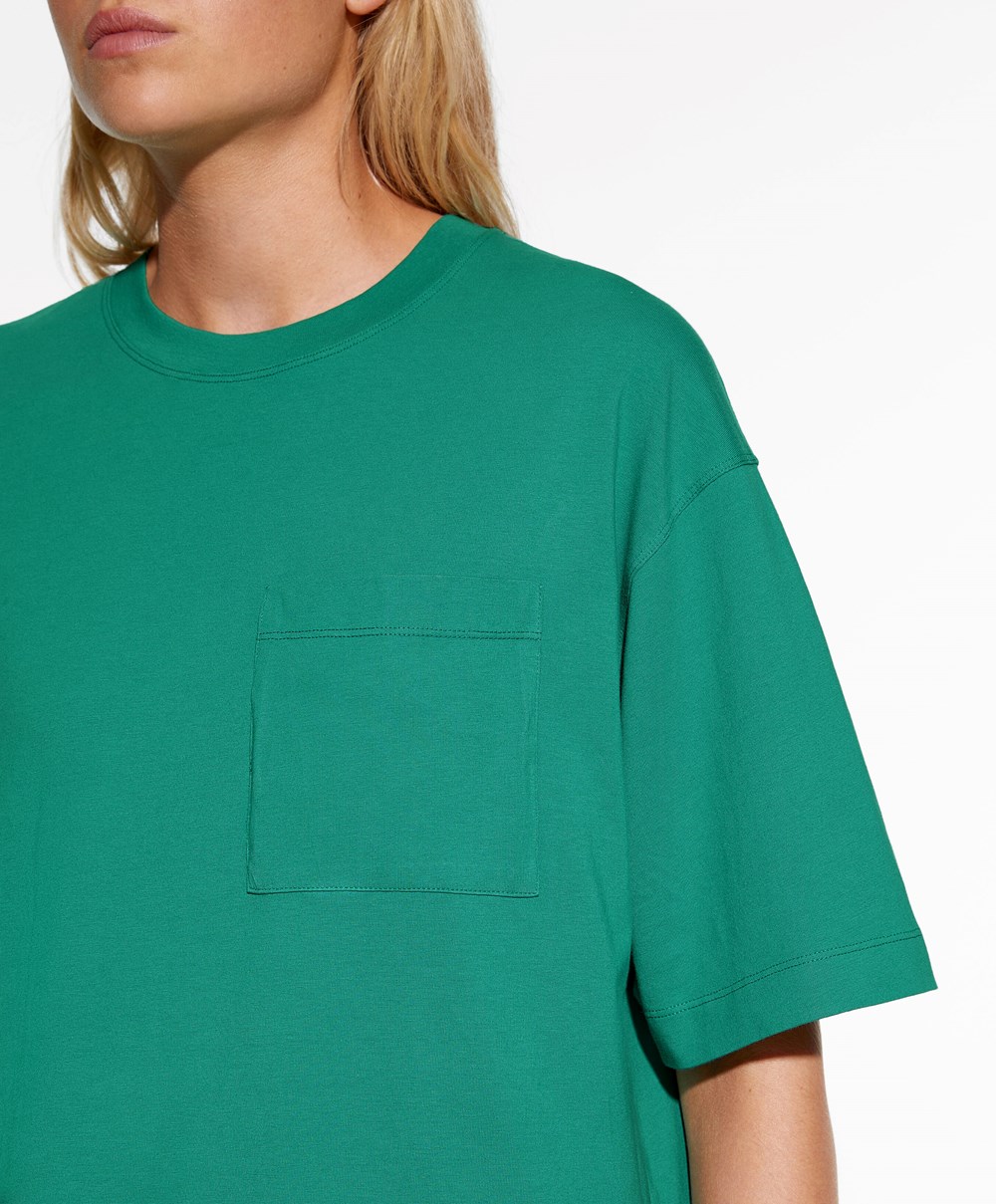 Oysho Washed 100% Bomull Long T-shirt Grønn | AQWF90356