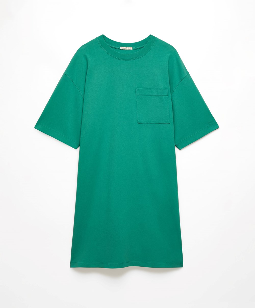 Oysho Washed 100% Bomull Long T-shirt Grønn | AQWF90356