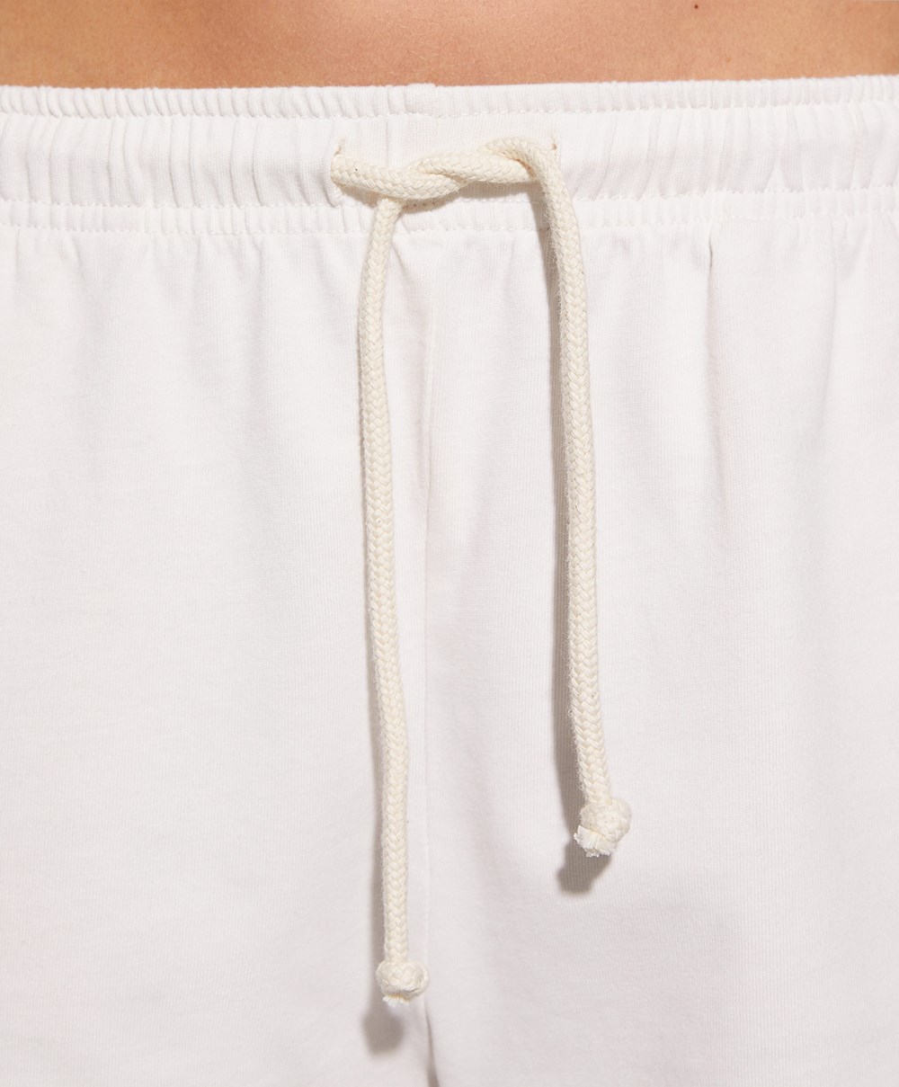 Oysho Washed 100% Bomull Shorts Cream-white | BPDJ69701