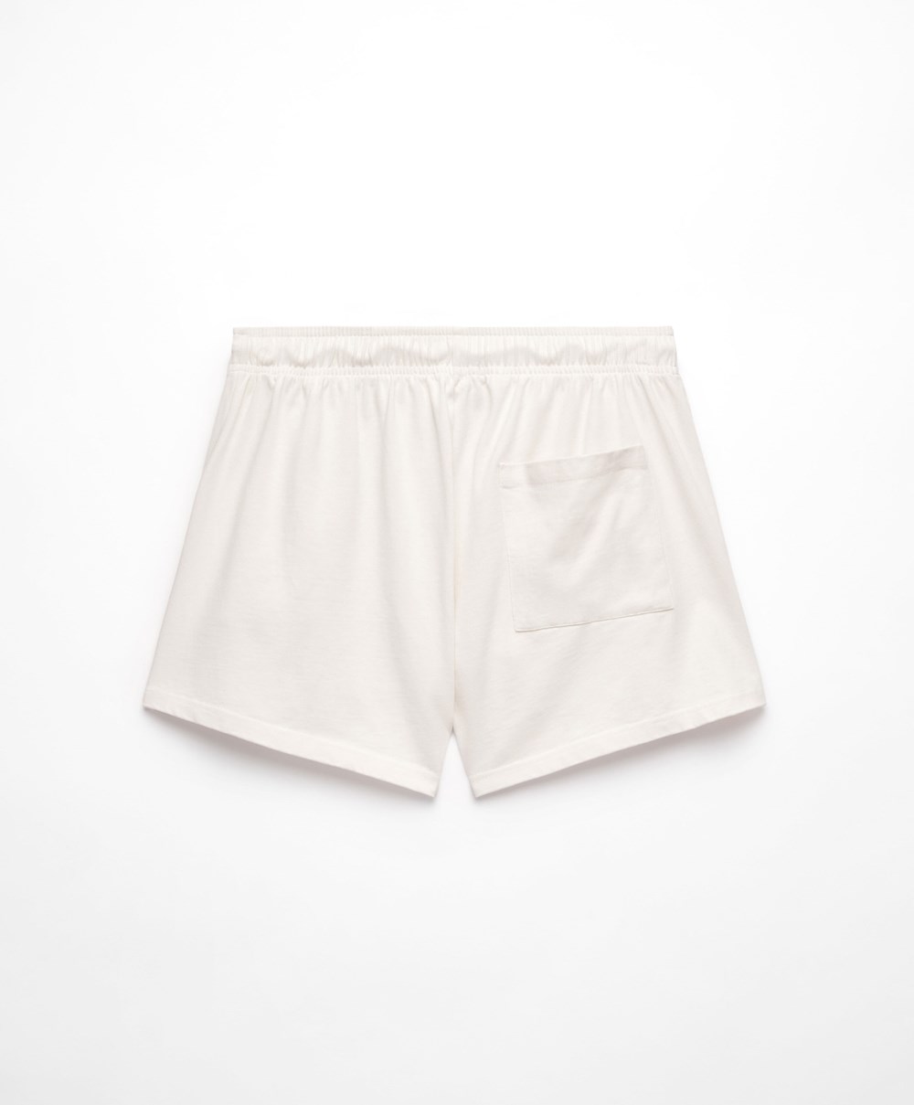 Oysho Washed 100% Bomull Shorts Cream-white | BPDJ69701