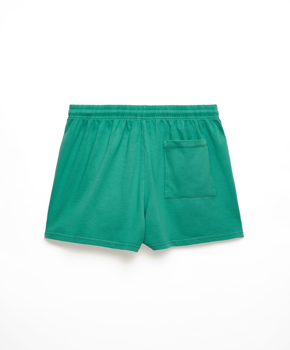 Oysho Washed 100% Bomull Shorts Grønn | PGLY64275