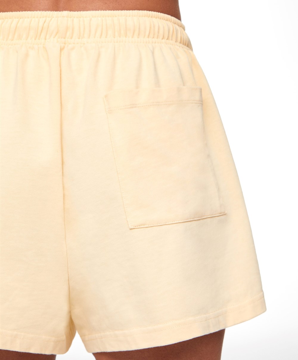 Oysho Washed 100% Bomull Shorts Gul | ANLP69132