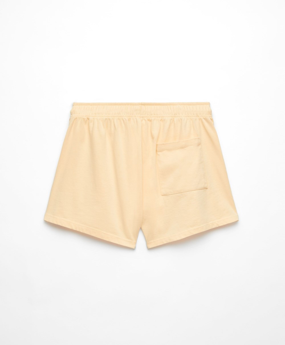 Oysho Washed 100% Bomull Shorts Gul | ANLP69132