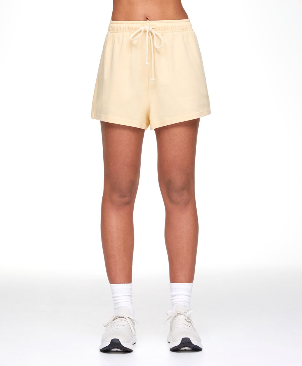 Oysho Washed 100% Bomull Shorts Gul | QZOV43057