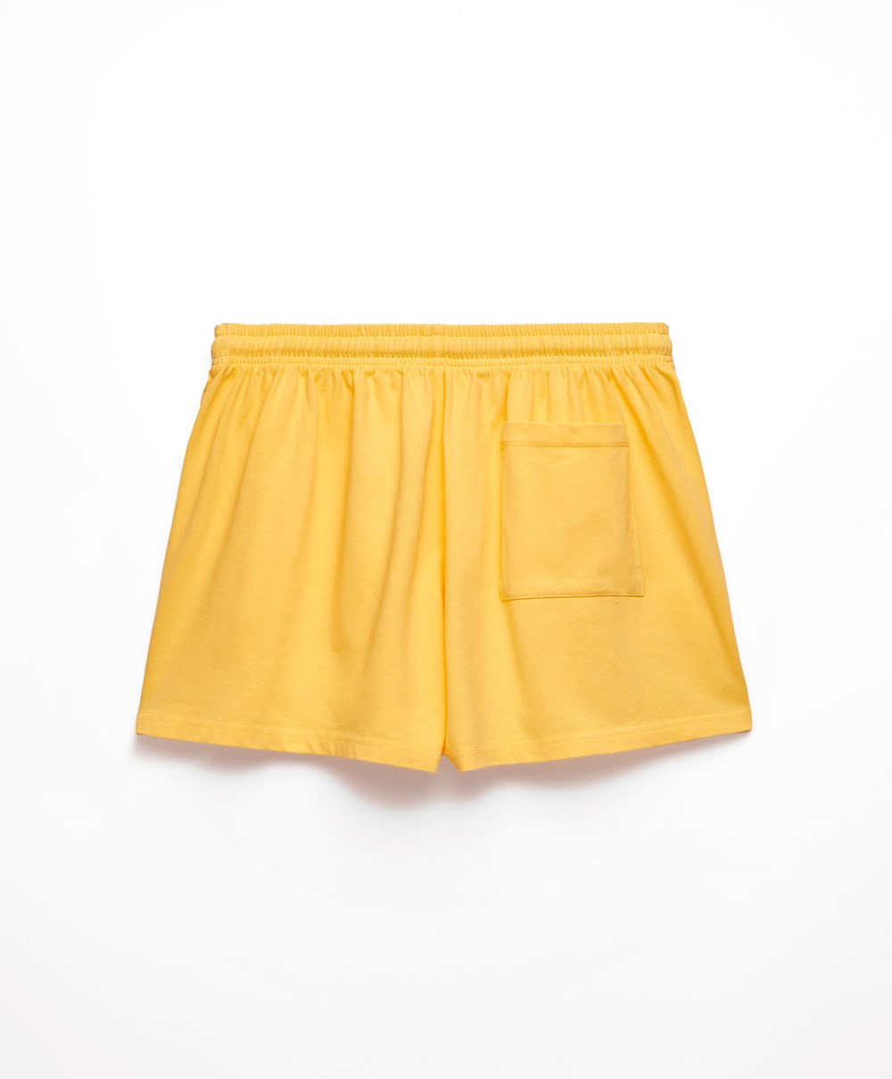 Oysho Washed 100% Bomull Shorts Mid-yellow | VYKO57649