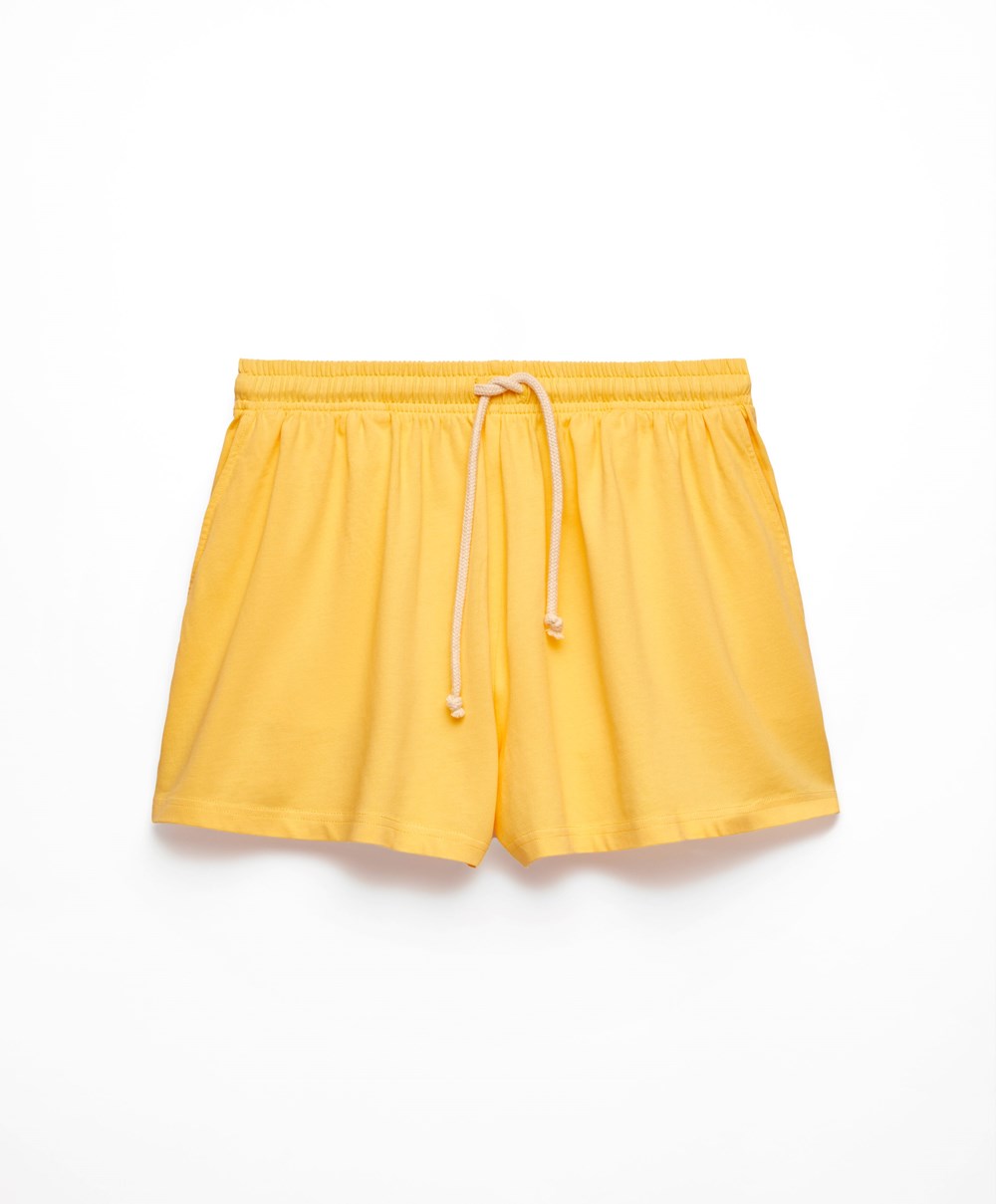 Oysho Washed 100% Bomull Shorts Mid-yellow | ZKEH93547