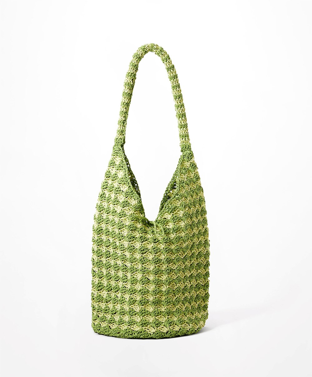 Oysho Woven Hobo Bag Grønn | GJCX96172