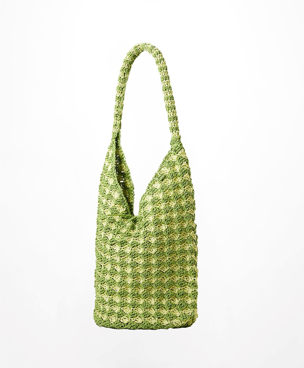 Oysho Woven Hobo Bag Grønn | GJCX96172