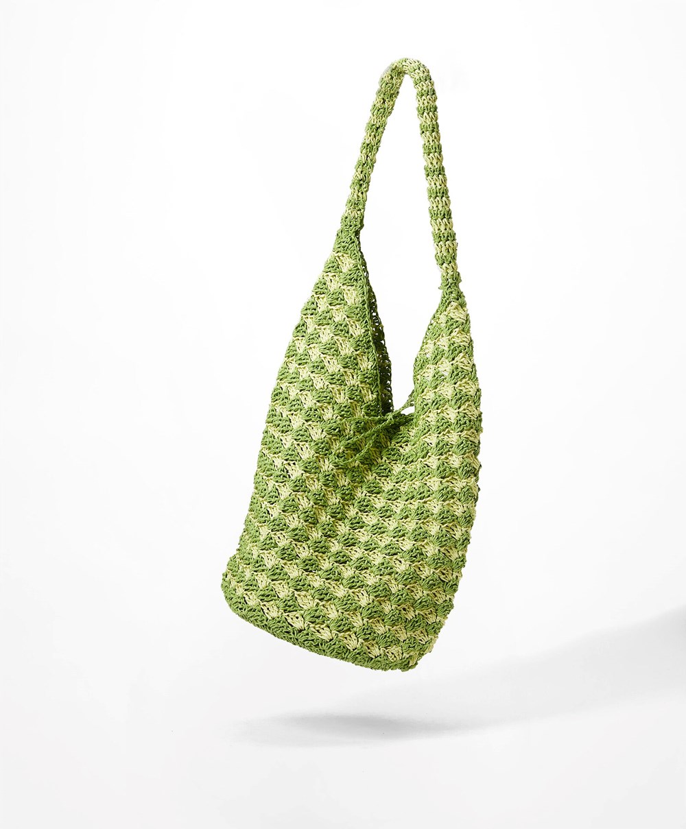 Oysho Woven Hobo Bag Grønn | GJCX96172