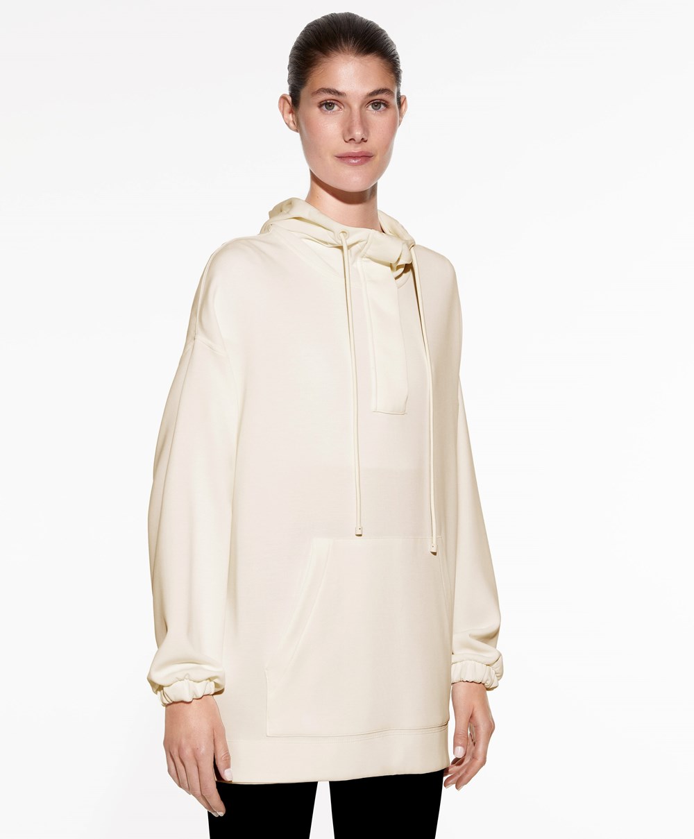 Oysho Zip Soft-touch Modal Oversize Genser Cream-white | EIVD35206