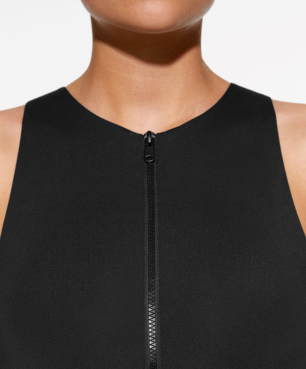 Oysho Zip Swimsuit Svarte | BZAL25176