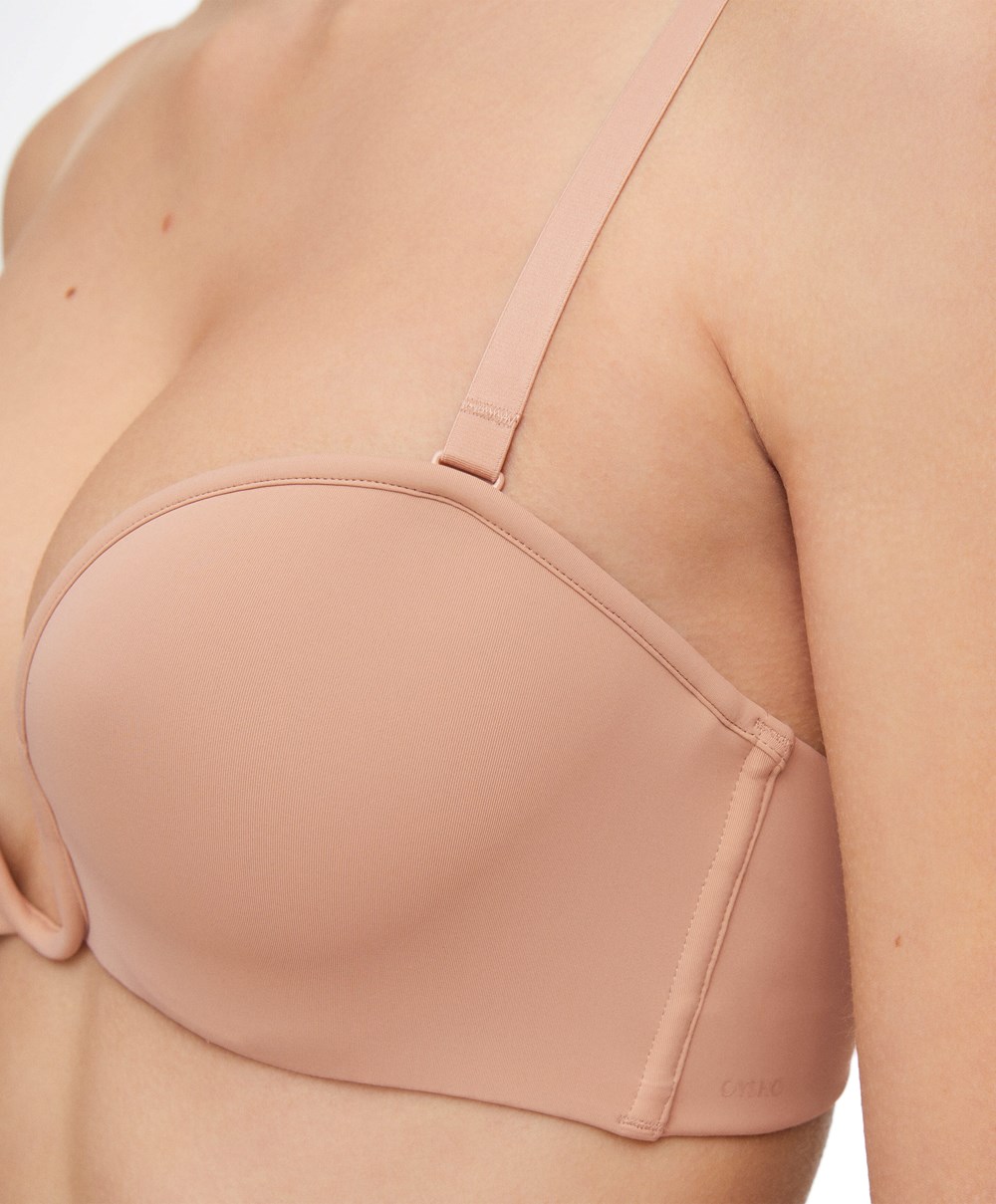 Oysho “u”-neck Removable Straps Bra Beige | BXLV37412