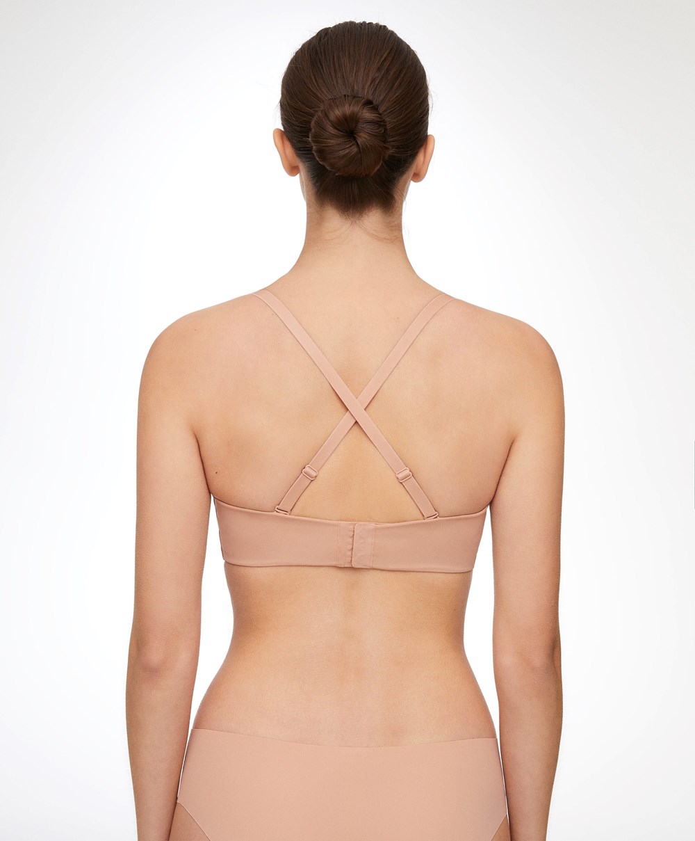 Oysho “u”-neck Removable Straps Bra Beige | BXLV37412