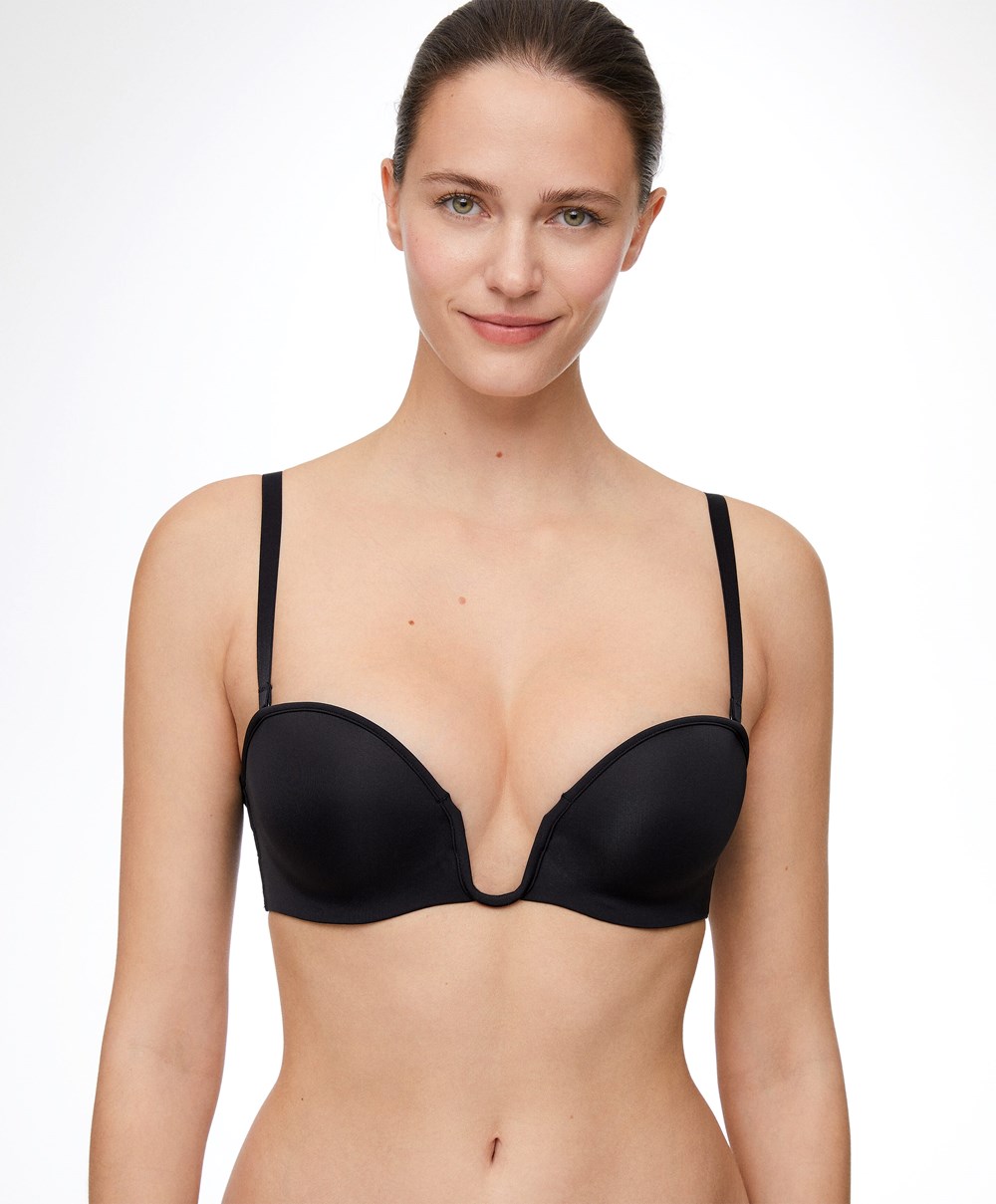 Oysho “u”-neck Removable Straps Bra Svarte | IDLY61073