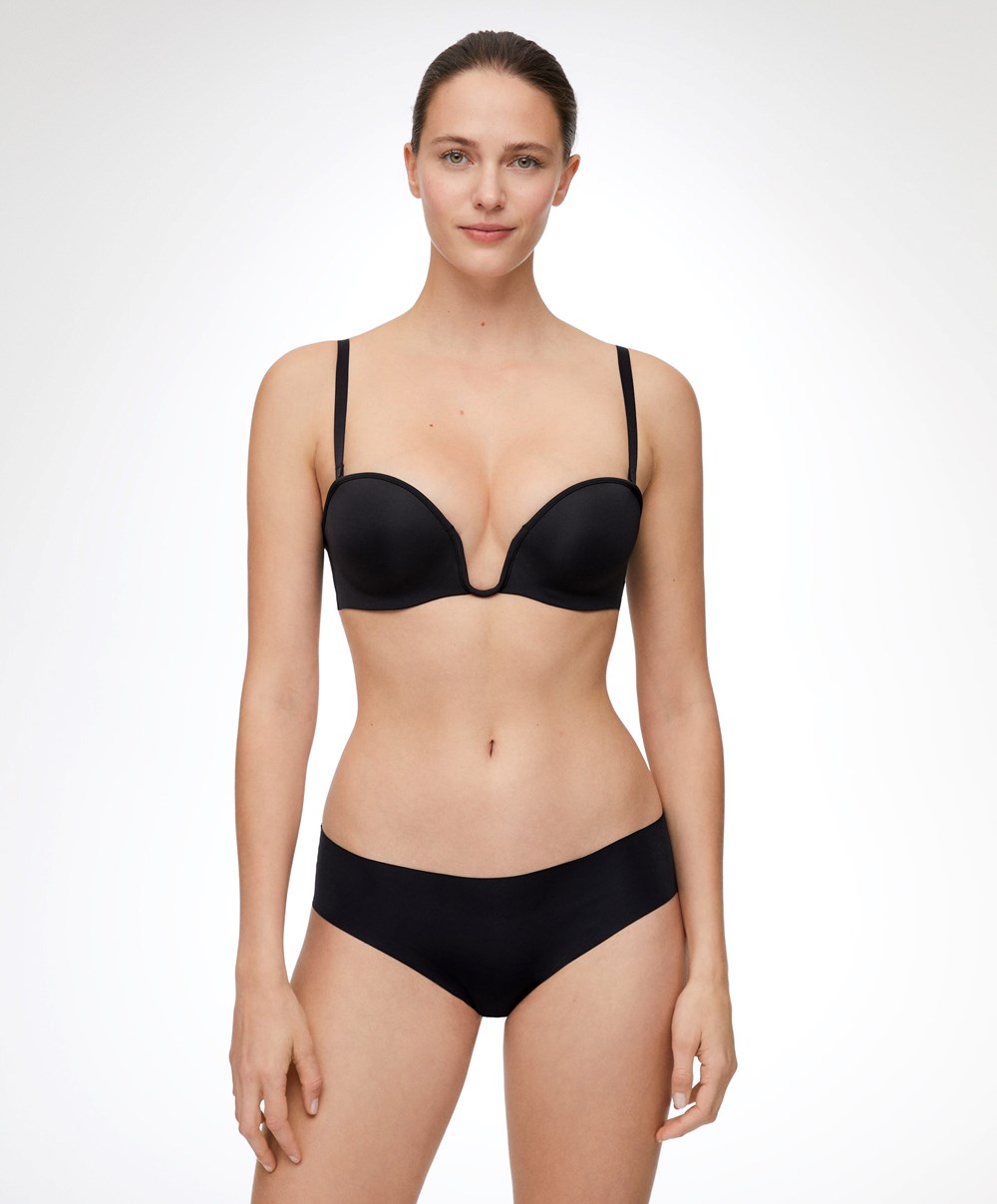 Oysho “u”-neck Removable Straps Bra Svarte | TIPH95830