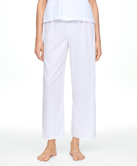 Oysho 100% Bomull Plumeti Trousers Hvite | FDQM30569