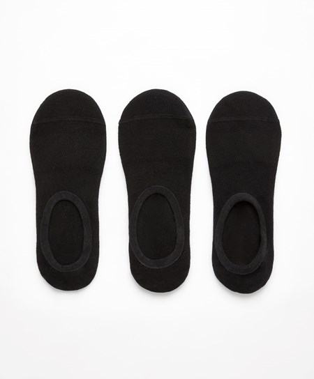 Oysho 3 Pairs Of Bomull Sports Footsies Svarte | CVUI53680