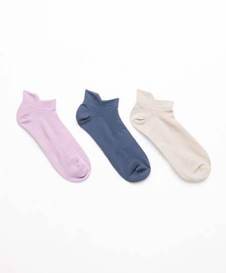 Oysho 3 Pairs Of Polyamide Sports Sneaker Socks Soft Mauve | EZDQ50914